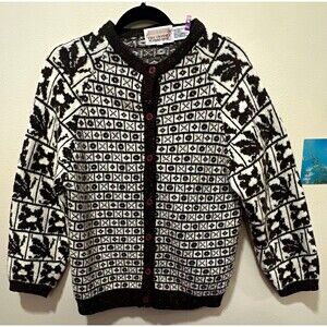 The Import Workshop Women’s Speckled Hearts Confetti Fall Knit Cardigan Vintage